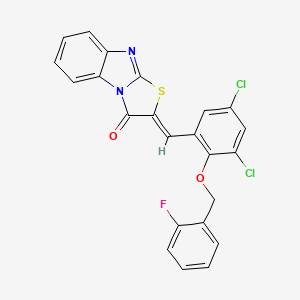 molecular formula C23H13Cl2FN2O2S B5160096 2-{3,5-dichloro-2-[(2-fluorobenzyl)oxy]benzylidene}[1,3]thiazolo[3,2-a]benzimidazol-3(2H)-one 