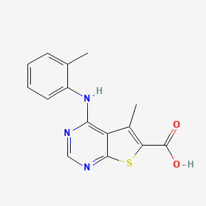 molecular formula C15H13N3O2S B5160147 5-methyl-4-[(2-methylphenyl)amino]thieno[2,3-d]pyrimidine-6-carboxylic acid 