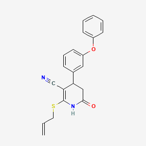 molecular formula C21H18N2O2S B5160168 2-(allylthio)-6-oxo-4-(3-phenoxyphenyl)-1,4,5,6-tetrahydro-3-pyridinecarbonitrile 