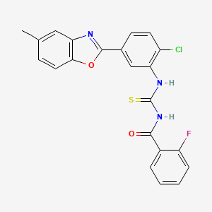 molecular formula C22H15ClFN3O2S B5160188 N-({[2-chloro-5-(5-methyl-1,3-benzoxazol-2-yl)phenyl]amino}carbonothioyl)-2-fluorobenzamide 