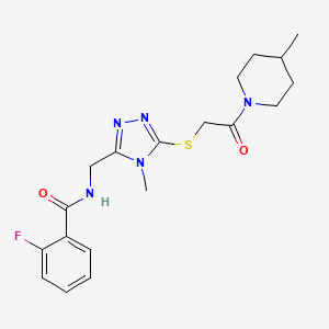 molecular formula C19H24FN5O2S B5160275 2-fluoro-N-[(4-methyl-5-{[2-(4-methyl-1-piperidinyl)-2-oxoethyl]thio}-4H-1,2,4-triazol-3-yl)methyl]benzamide 