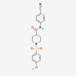 molecular formula C20H21N3O4S B5160330 N-(4-cyanophenyl)-1-[(4-methoxyphenyl)sulfonyl]-4-piperidinecarboxamide 