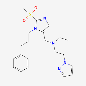 molecular formula C21H29N5O2S B5160363 N-ethyl-N-{[2-(methylsulfonyl)-1-(3-phenylpropyl)-1H-imidazol-5-yl]methyl}-2-(1H-pyrazol-1-yl)ethanamine 
