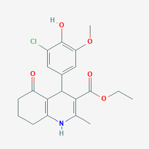 molecular formula C20H22ClNO5 B5160365 ethyl 4-(3-chloro-4-hydroxy-5-methoxyphenyl)-2-methyl-5-oxo-1,4,5,6,7,8-hexahydro-3-quinolinecarboxylate 