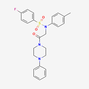 molecular formula C25H26FN3O3S B5160412 4-fluoro-N-(4-methylphenyl)-N-[2-oxo-2-(4-phenyl-1-piperazinyl)ethyl]benzenesulfonamide 