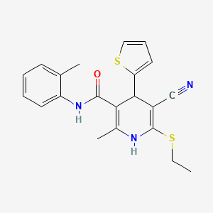 molecular formula C21H21N3OS2 B5160473 5-cyano-6-(ethylthio)-2-methyl-N-(2-methylphenyl)-4-(2-thienyl)-1,4-dihydro-3-pyridinecarboxamide 