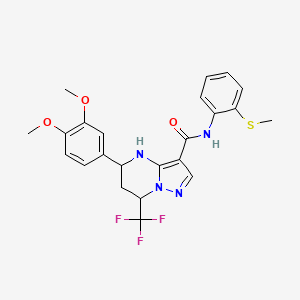 molecular formula C23H23F3N4O3S B5160478 5-(3,4-dimethoxyphenyl)-N-[2-(methylthio)phenyl]-7-(trifluoromethyl)-4,5,6,7-tetrahydropyrazolo[1,5-a]pyrimidine-3-carboxamide 