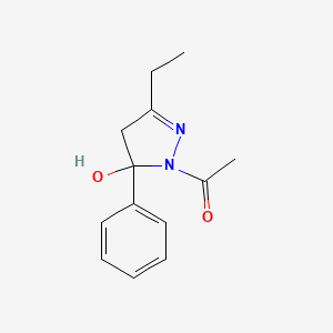 molecular formula C13H16N2O2 B5160507 1-acetyl-3-ethyl-5-phenyl-4,5-dihydro-1H-pyrazol-5-ol 