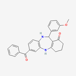 molecular formula C27H24N2O3 B5160594 7-benzoyl-11-(3-methoxyphenyl)-2,3,4,5,10,11-hexahydro-1H-dibenzo[b,e][1,4]diazepin-1-one 