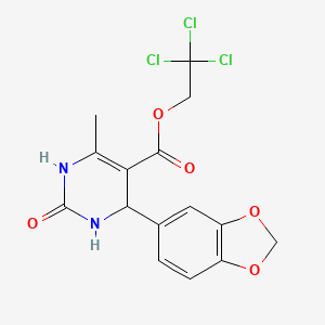 molecular formula C15H13Cl3N2O5 B5160671 2,2,2-trichloroethyl 4-(1,3-benzodioxol-5-yl)-6-methyl-2-oxo-1,2,3,4-tetrahydro-5-pyrimidinecarboxylate 