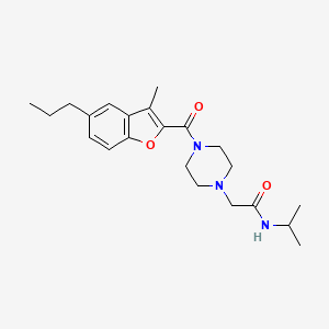 molecular formula C22H31N3O3 B5160685 N-isopropyl-2-{4-[(3-methyl-5-propyl-1-benzofuran-2-yl)carbonyl]-1-piperazinyl}acetamide 
