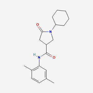 molecular formula C19H26N2O2 B5160718 1-cyclohexyl-N-(2,5-dimethylphenyl)-5-oxo-3-pyrrolidinecarboxamide 