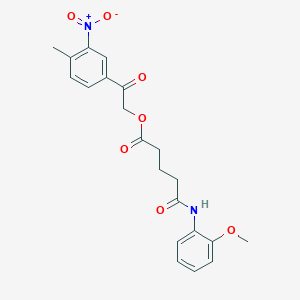 molecular formula C21H22N2O7 B5160816 2-(4-methyl-3-nitrophenyl)-2-oxoethyl 5-[(2-methoxyphenyl)amino]-5-oxopentanoate 