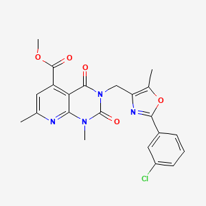 molecular formula C22H19ClN4O5 B5160848 methyl 3-{[2-(3-chlorophenyl)-5-methyl-1,3-oxazol-4-yl]methyl}-1,7-dimethyl-2,4-dioxo-1,2,3,4-tetrahydropyrido[2,3-d]pyrimidine-5-carboxylate 
