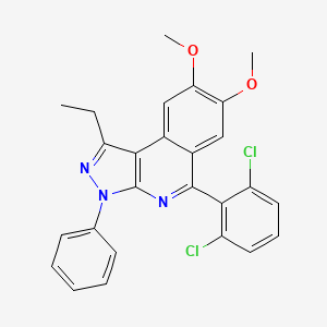 molecular formula C26H21Cl2N3O2 B5160882 5-(2,6-dichlorophenyl)-1-ethyl-7,8-dimethoxy-3-phenyl-3H-pyrazolo[3,4-c]isoquinoline 