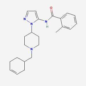 molecular formula C23H30N4O B5160887 N-{1-[1-(3-cyclohexen-1-ylmethyl)-4-piperidinyl]-1H-pyrazol-5-yl}-2-methylbenzamide 