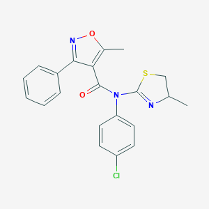 molecular formula C21H18ClN3O2S B516093 N-(4-chlorophenyl)-5-methyl-N-(4-methyl-4,5-dihydro-1,3-thiazol-2-yl)-3-phenyl-1,2-oxazole-4-carboxamide 