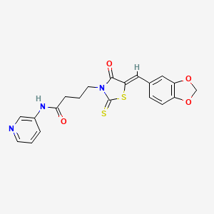 molecular formula C20H17N3O4S2 B5160963 4-[5-(1,3-benzodioxol-5-ylmethylene)-4-oxo-2-thioxo-1,3-thiazolidin-3-yl]-N-3-pyridinylbutanamide 