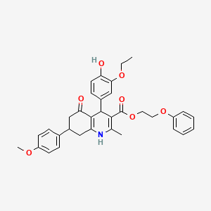 molecular formula C34H35NO7 B5160984 2-phenoxyethyl 4-(3-ethoxy-4-hydroxyphenyl)-7-(4-methoxyphenyl)-2-methyl-5-oxo-1,4,5,6,7,8-hexahydro-3-quinolinecarboxylate 
