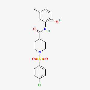 molecular formula C19H21ClN2O4S B5160992 1-[(4-chlorophenyl)sulfonyl]-N-(2-hydroxy-5-methylphenyl)-4-piperidinecarboxamide 