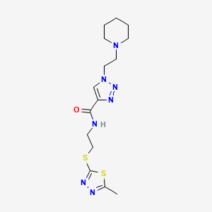 molecular formula C15H23N7OS2 B5160997 N-{2-[(5-methyl-1,3,4-thiadiazol-2-yl)thio]ethyl}-1-[2-(1-piperidinyl)ethyl]-1H-1,2,3-triazole-4-carboxamide 
