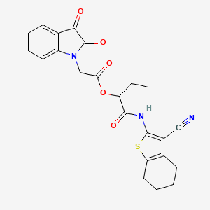 molecular formula C23H21N3O5S B5161013 1-{[(3-cyano-4,5,6,7-tetrahydro-1-benzothien-2-yl)amino]carbonyl}propyl (2,3-dioxo-2,3-dihydro-1H-indol-1-yl)acetate 