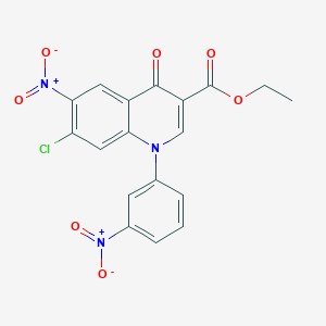 molecular formula C18H12ClN3O7 B5161106 ethyl 7-chloro-6-nitro-1-(3-nitrophenyl)-4-oxo-1,4-dihydro-3-quinolinecarboxylate 