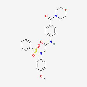 molecular formula C26H27N3O6S B5161155 2-[N-(benzenesulfonyl)-4-methoxyanilino]-N-[4-(morpholine-4-carbonyl)phenyl]acetamide 