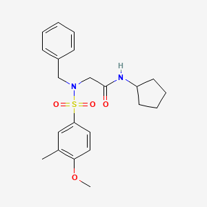 molecular formula C22H28N2O4S B5161175 2-[benzyl-(4-methoxy-3-methylphenyl)sulfonylamino]-N-cyclopentylacetamide 