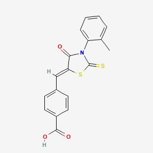 4-{[3-(2-methylphenyl)-4-oxo-2-thioxo-1,3-thiazolidin-5-ylidene]methyl}benzoic acid