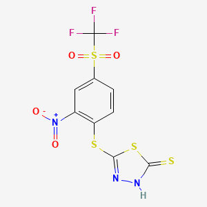 molecular formula C9H4F3N3O4S4 B5161234 5-({2-nitro-4-[(trifluoromethyl)sulfonyl]phenyl}thio)-1,3,4-thiadiazole-2(3H)-thione 