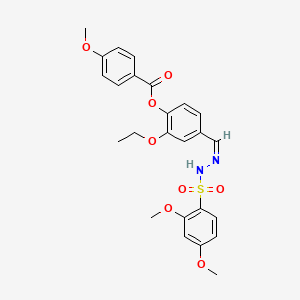 4-{2-[(2,4-dimethoxyphenyl)sulfonyl]carbonohydrazonoyl}-2-ethoxyphenyl 4-methoxybenzoate