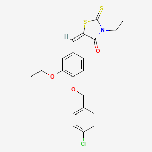 molecular formula C21H20ClNO3S2 B5161310 5-{4-[(4-chlorobenzyl)oxy]-3-ethoxybenzylidene}-3-ethyl-2-thioxo-1,3-thiazolidin-4-one 