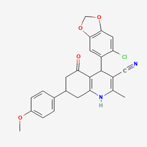 molecular formula C25H21ClN2O4 B5161341 4-(6-chloro-1,3-benzodioxol-5-yl)-7-(4-methoxyphenyl)-2-methyl-5-oxo-1,4,5,6,7,8-hexahydro-3-quinolinecarbonitrile 