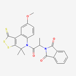 molecular formula C24H20N2O4S3 B5161416 2-[2-(8-methoxy-4,4-dimethyl-1-thioxo-1,4-dihydro-5H-[1,2]dithiolo[3,4-c]quinolin-5-yl)-1-methyl-2-oxoethyl]-1H-isoindole-1,3(2H)-dione 