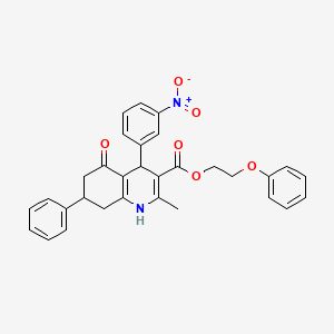 2-phenoxyethyl 2-methyl-4-(3-nitrophenyl)-5-oxo-7-phenyl-1,4,5,6,7,8-hexahydro-3-quinolinecarboxylate