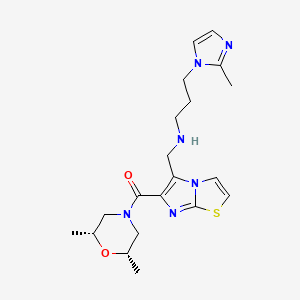 molecular formula C20H28N6O2S B5161627 N-[(6-{[(2R*,6S*)-2,6-dimethyl-4-morpholinyl]carbonyl}imidazo[2,1-b][1,3]thiazol-5-yl)methyl]-3-(2-methyl-1H-imidazol-1-yl)-1-propanamine 