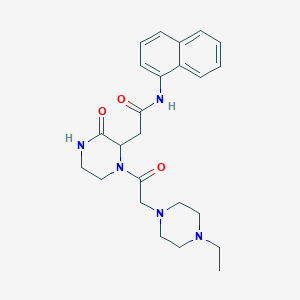 molecular formula C24H31N5O3 B5161638 2-{1-[(4-ethyl-1-piperazinyl)acetyl]-3-oxo-2-piperazinyl}-N-1-naphthylacetamide 