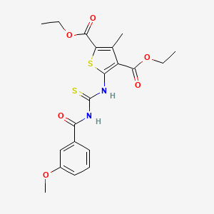 diethyl 5-({[(3-methoxybenzoyl)amino]carbonothioyl}amino)-3-methyl-2,4-thiophenedicarboxylate