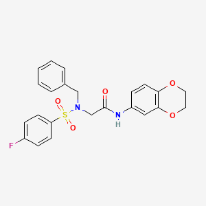 molecular formula C23H21FN2O5S B5161715 N~2~-benzyl-N~1~-(2,3-dihydro-1,4-benzodioxin-6-yl)-N~2~-[(4-fluorophenyl)sulfonyl]glycinamide 
