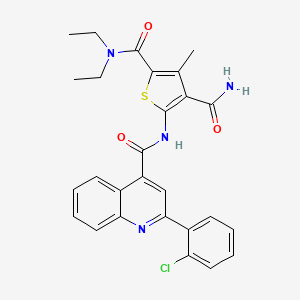 molecular formula C27H25ClN4O3S B5161739 5-({[2-(2-chlorophenyl)-4-quinolinyl]carbonyl}amino)-N~2~,N~2~-diethyl-3-methyl-2,4-thiophenedicarboxamide 