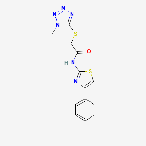 molecular formula C14H14N6OS2 B5161776 N-[4-(4-methylphenyl)-1,3-thiazol-2-yl]-2-[(1-methyl-1H-tetrazol-5-yl)thio]acetamide 