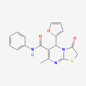 molecular formula C18H15N3O3S B5161816 5-(2-furyl)-7-methyl-3-oxo-N-phenyl-2,3-dihydro-5H-[1,3]thiazolo[3,2-a]pyrimidine-6-carboxamide 