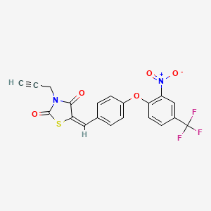molecular formula C20H11F3N2O5S B5161820 5-{4-[2-nitro-4-(trifluoromethyl)phenoxy]benzylidene}-3-(2-propyn-1-yl)-1,3-thiazolidine-2,4-dione 