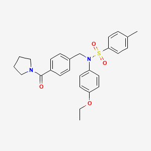molecular formula C27H30N2O4S B5161903 N-(4-ethoxyphenyl)-4-methyl-N-[4-(1-pyrrolidinylcarbonyl)benzyl]benzenesulfonamide 