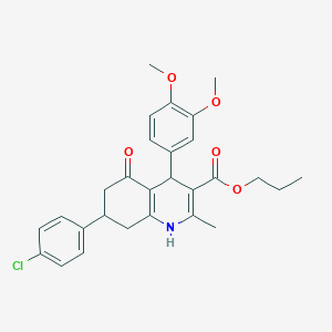propyl 7-(4-chlorophenyl)-4-(3,4-dimethoxyphenyl)-2-methyl-5-oxo-1,4,5,6,7,8-hexahydro-3-quinolinecarboxylate
