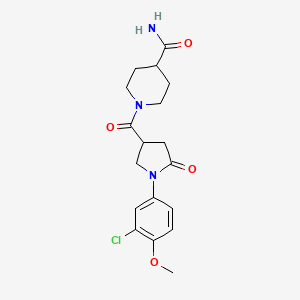 molecular formula C18H22ClN3O4 B5161927 1-{[1-(3-chloro-4-methoxyphenyl)-5-oxo-3-pyrrolidinyl]carbonyl}-4-piperidinecarboxamide 