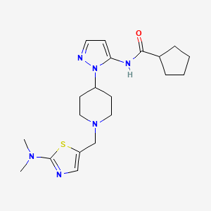 molecular formula C20H30N6OS B5161973 N-[1-(1-{[2-(dimethylamino)-1,3-thiazol-5-yl]methyl}-4-piperidinyl)-1H-pyrazol-5-yl]cyclopentanecarboxamide 