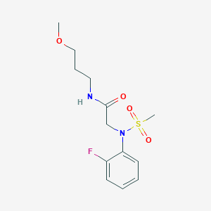 molecular formula C13H19FN2O4S B5161985 N~2~-(2-fluorophenyl)-N~1~-(3-methoxypropyl)-N~2~-(methylsulfonyl)glycinamide 