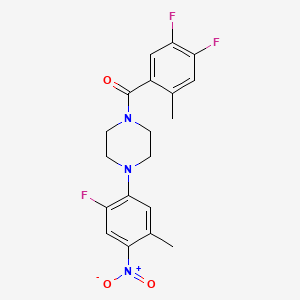 molecular formula C19H18F3N3O3 B5162112 1-(4,5-difluoro-2-methylbenzoyl)-4-(2-fluoro-5-methyl-4-nitrophenyl)piperazine 